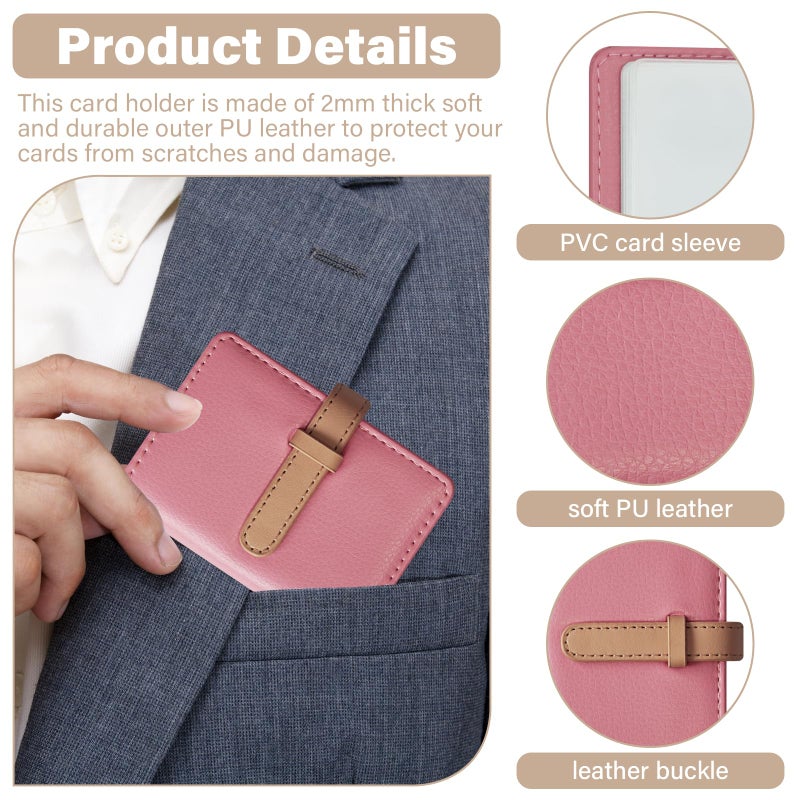 FORYEE Credit Card Holder with 26 Suitable Slot, ID Card Case PU Leather Wallet for Women Men Business Organiser Pocket (Pink) - Image 4