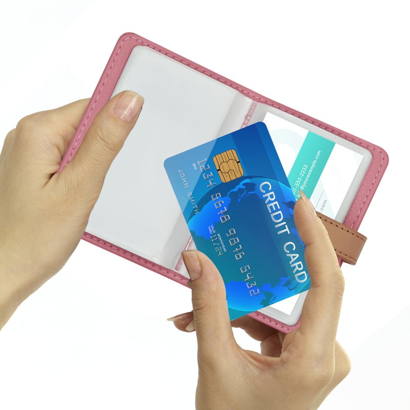 FORYEE Credit Card Holder with 26 Suitable Slot, ID Card Case PU Leather Wallet for Women Men Business Organiser Pocket (Pink) - Image 2