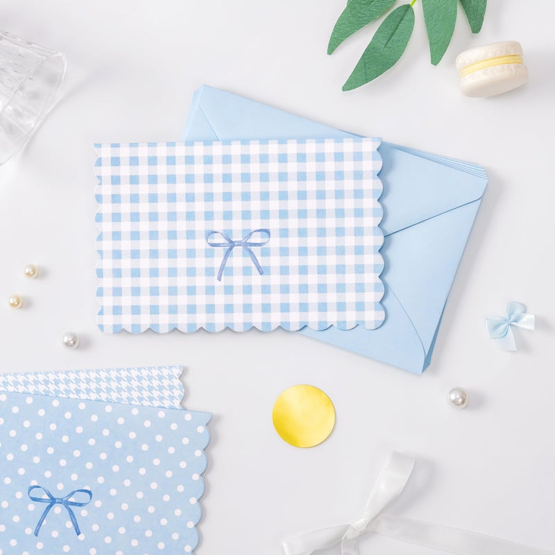 Crisky Blank Cards and Envelopes 4x6, 50 Pack Blue Thank You Blank Note Cards Bulk Bow Style for Baby Shower, Birthday, Wedding Decoration Party Favors - Image 5
