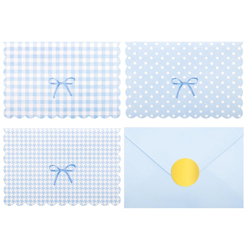 Crisky Blank Cards and Envelopes 4x6, 50 Pack Blue Thank You Blank Note Cards Bulk Bow Style for Baby Shower, Birthday, Wedding Decoration Party Favors - Image 1