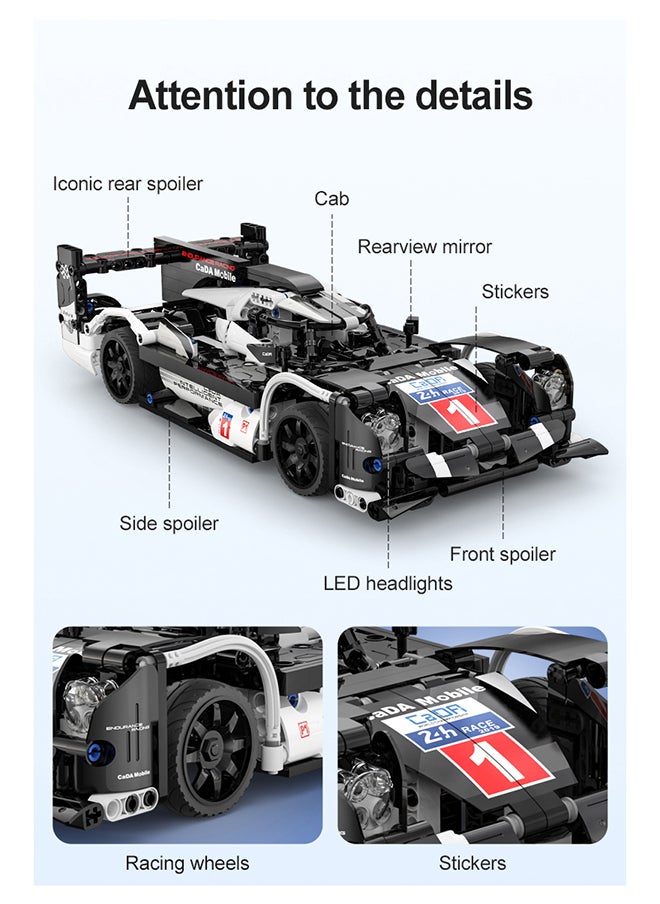 CaDA CaDA Remote Control Car Toy Building Blocks 1:14 GT Super Car (Dual Control) C51307W  - Image 5