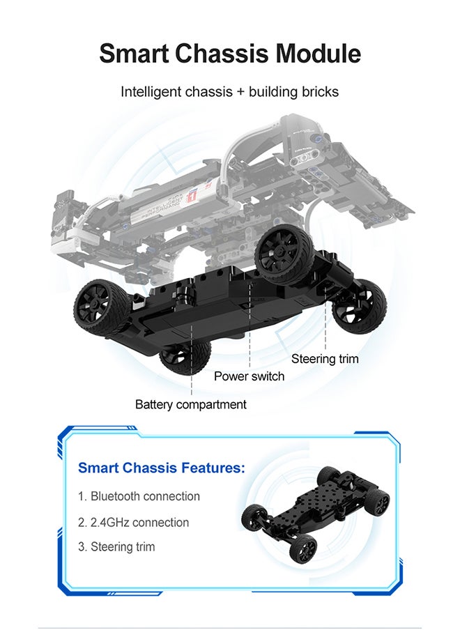 CaDA CaDA Remote Control Car Toy Building Blocks 1:14 GT Super Car (Dual Control) C51307W  - Image 3