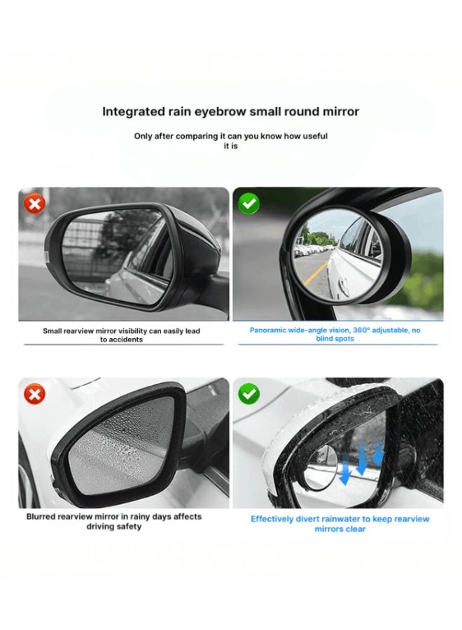 Generic Car Side Mirrors with Rain Visor and Built-in Small Mirror - Improved Visibility and Rain Protection  - Image 1