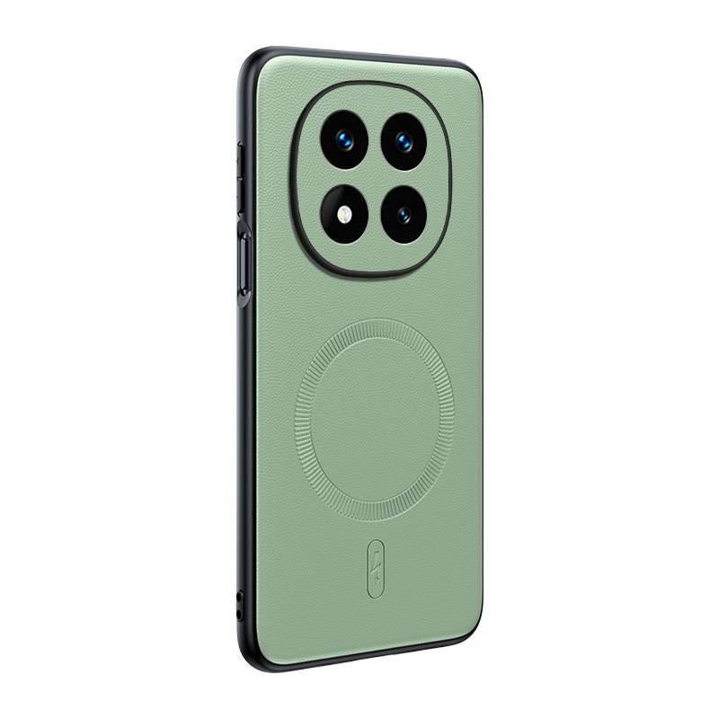 Leather Texture MagSafe Case for Redmi Note 14 with Drop Protection and Strong Magnetic plus Shockproof plus Leather Texture in Gray - Image 4