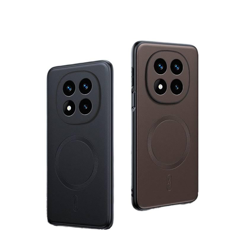 Leather Texture MagSafe Case for Redmi Note 14 with Drop Protection and Strong Magnetic plus Shockproof plus Leather Texture in Gray - Image 2