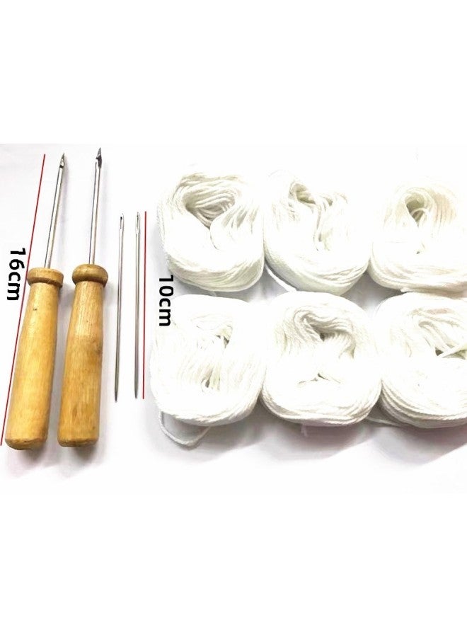 # Financial Bookkeeping Voucher Binding Line And Needle Manual Drilling Awl File Hook Cone Cotton Thread Binding Line Thick Rope-Color:2 Hook Awls + 2 Straight Cones + 5 Needles + 10 Rolls Of White - Image 2
