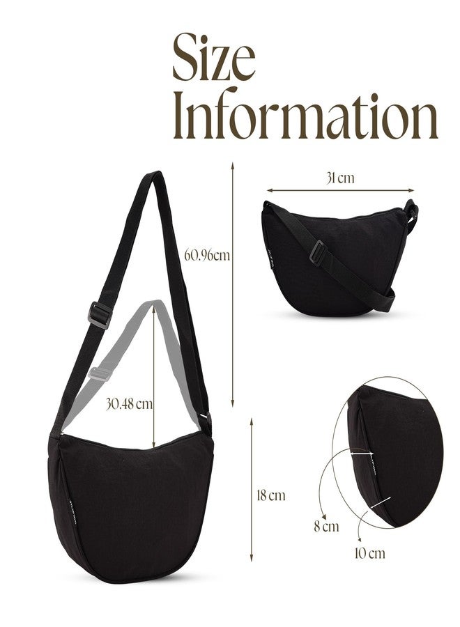 RarePicks Crossbody Sling Bags for Women & Men | Adjustable Strap Half Moon Sling Bag, Water Resistant Crescent Crossbody Travel Purse, Unisex Chest Bag, Stylish Fanny & Waist Handbag (Black) - Image 2