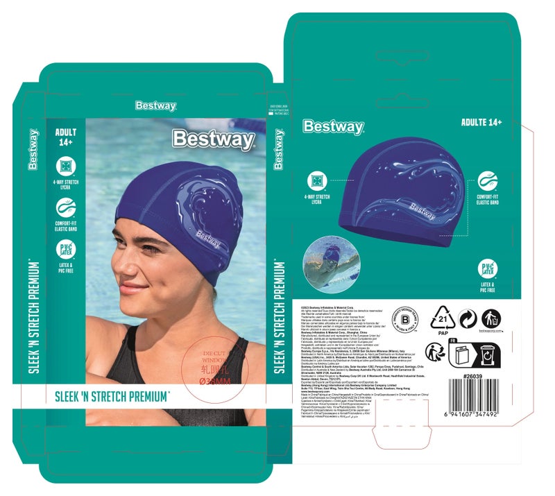 بست واي Bestway Sleek Stretch Premium Fabric Swim Cap - Image 4