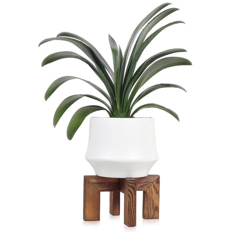 Vigordream Plant Stand, Indoor/Outdoor Wood Plant Holder, Single Flower Pot Stand, Sturdy Planter Stands (Walnut, Fit 5-9 Inch Pots) - Image 1