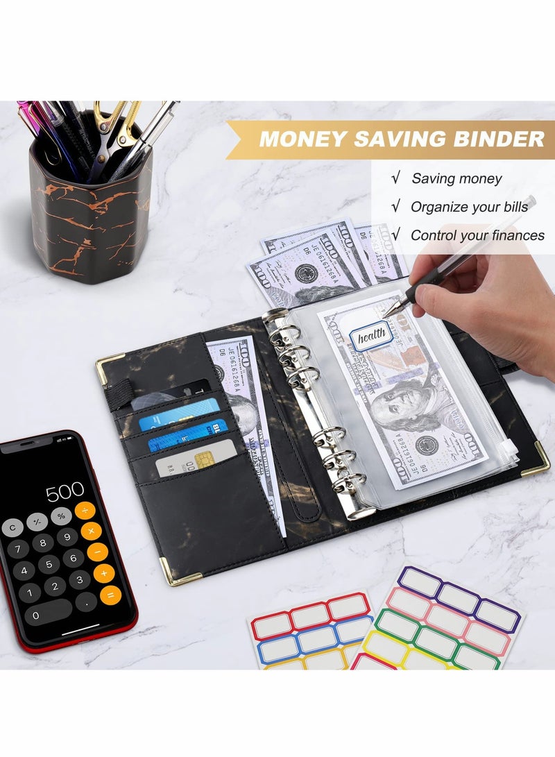 Excefore Budget Binder with Zipper Envelopes, 14Pcs Budget Binder, Cash Envelopes for Budgeting, Money Organizer for Cash, Budget Planner with Cash Envelopes (Black) - Image 2