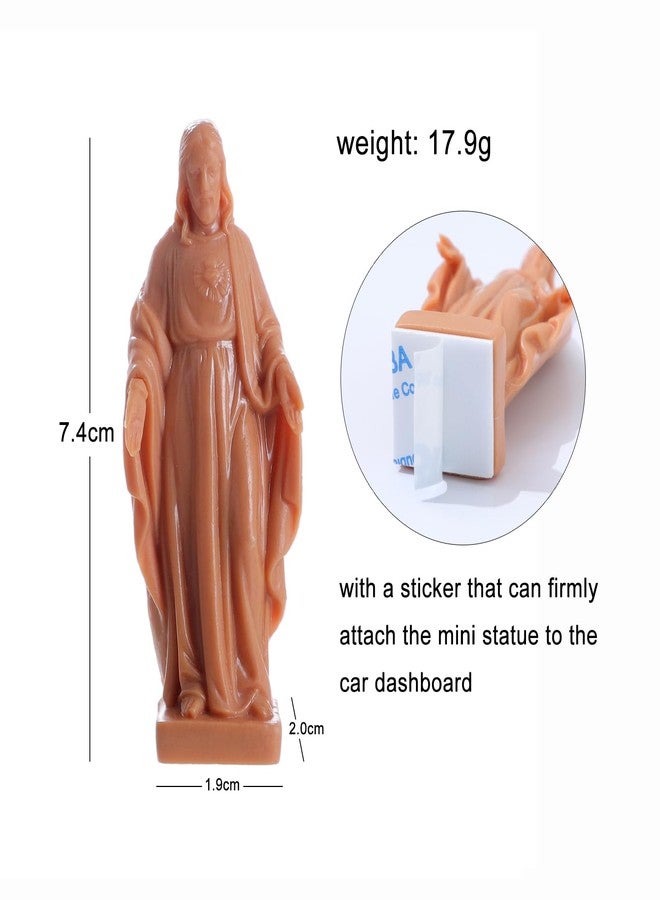 KOMI Sacred Heart of Jesus Statue with Prayer Card, Religious Catholic Mini Jesus Figurine for Car Dashboard Home Office Table Decor Plastic Jesus Statue 3 Inch - Image 3