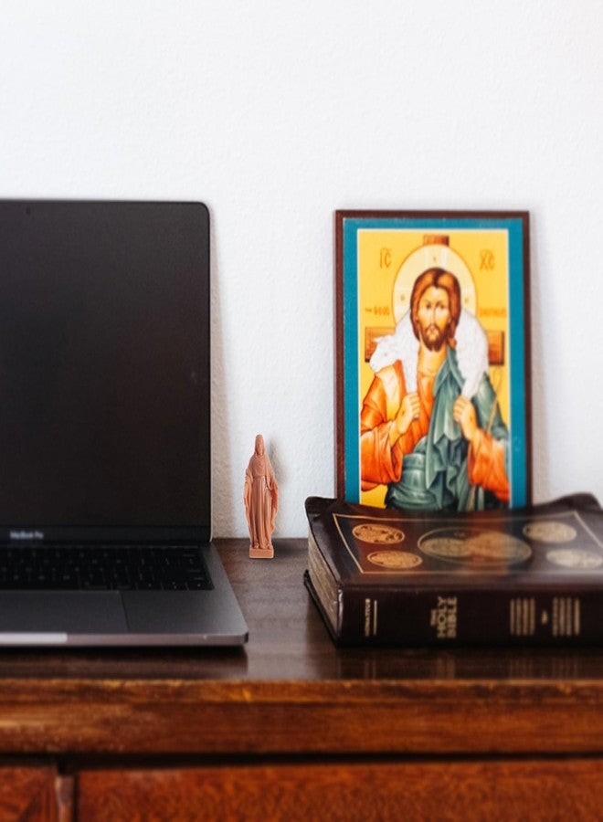 KOMI Sacred Heart of Jesus Statue with Prayer Card, Religious Catholic Mini Jesus Figurine for Car Dashboard Home Office Table Decor Plastic Jesus Statue 3 Inch - Image 5