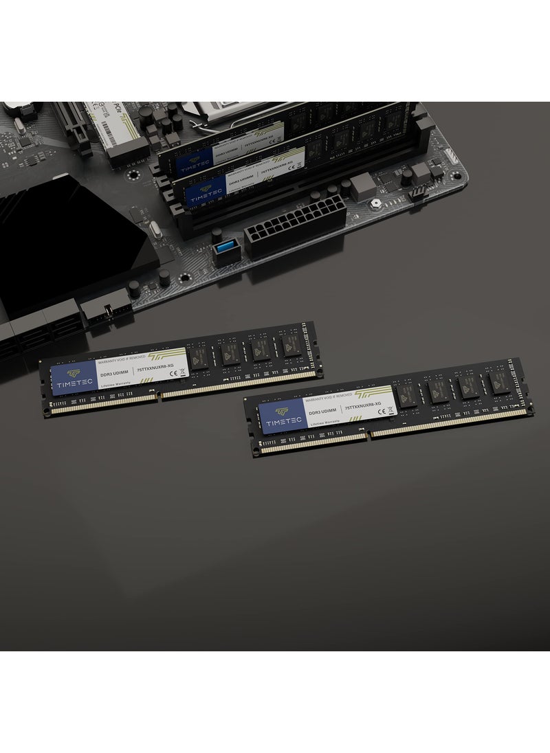 Timetec Timetec 16GB KIT(2x8GB) DDR3 / DDR3L 1333MHz PC3-10600 Non-ECC Unbuffered 1.5V / 1.35V CL9 2Rx8 Dual Rank 240 Pin UDIMM PC Desktop Computer Memory RAM Module Upgrade (16GB KIT(2x8GB))  - Image 4
