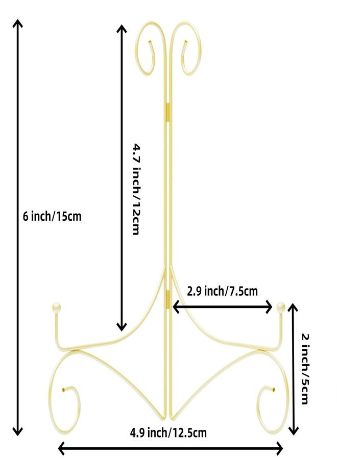 HEMYLU Plate Stand for Display with Hinged Folding Design, 6 Inch Picture Stands for Tables, Small Easels for Displaying Book, Art Piece, Photo and Platter, 6’’ Gold - Image 3