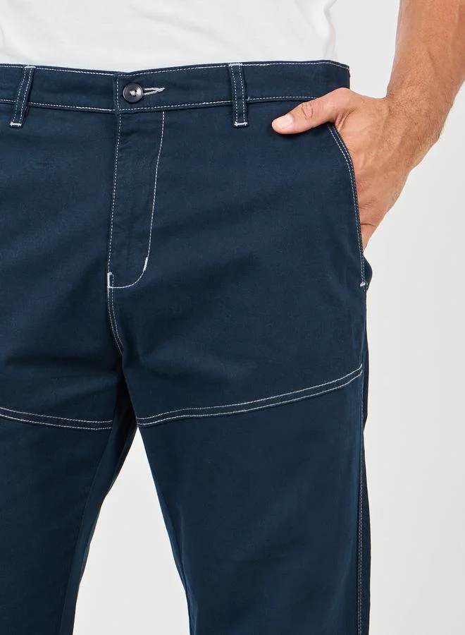 Styli Cotton Contrast Stitch Relaxed Fit Chino