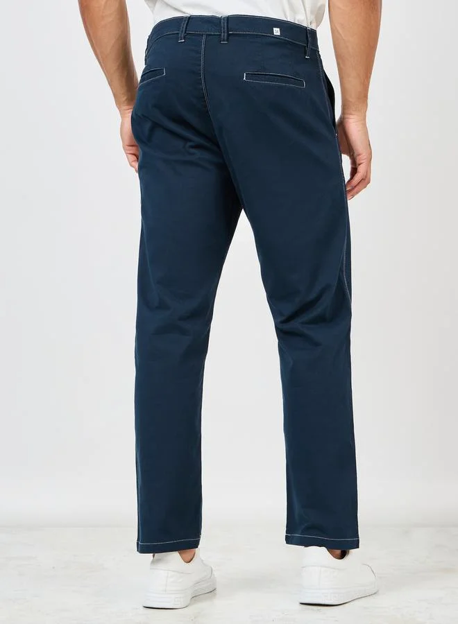 Styli Cotton Contrast Stitch Relaxed Fit Chino