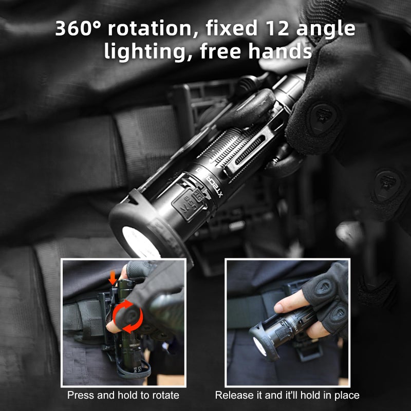 Klarus AH3 Upgraded Flashlight Holster: 360Â° Rotation, 1-Second Tactical Access, Triple-Lock Security, Duty Belt Flash Light Holder - Image 4