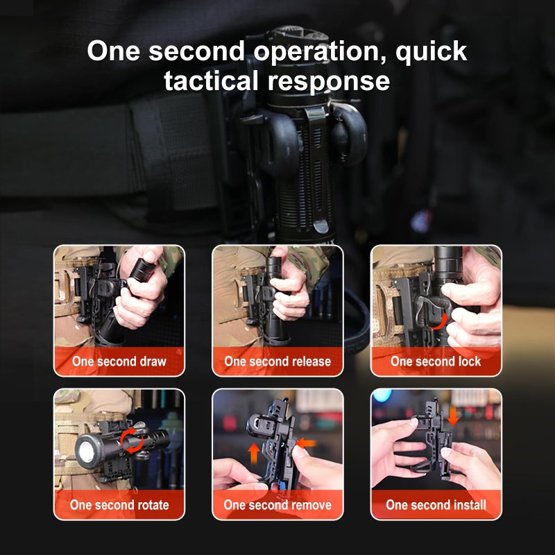 Klarus AH3 Upgraded Flashlight Holster: 360Â° Rotation, 1-Second Tactical Access, Triple-Lock Security, Duty Belt Flash Light Holder - Image 3