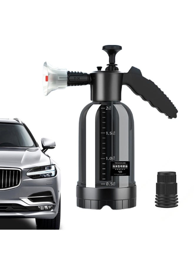 شابية بخاخ رغوة يدوي سعة 2 لتر لغسيل السيارات - بخاخ رغوة متعدد الأغراض عالي الضغط | مضخة ضغط يدوية لغسيل السيارات، ورش داخلي/خارجي، وتنظيف المنزل، والحديقة، وصيانة الحدائق (أسود) - Image 1