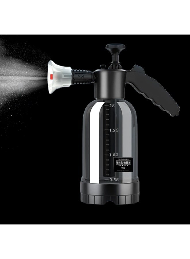 شابية بخاخ رغوة يدوي سعة 2 لتر لغسيل السيارات - بخاخ رغوة متعدد الأغراض عالي الضغط | مضخة ضغط يدوية لغسيل السيارات، ورش داخلي/خارجي، وتنظيف المنزل، والحديقة، وصيانة الحدائق (أسود) - Image 2
