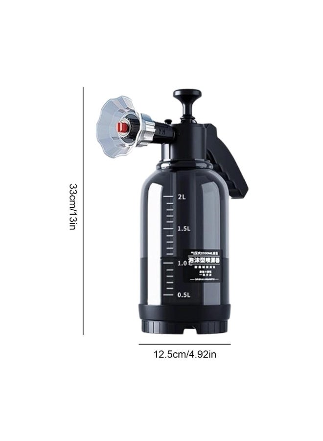 شابية بخاخ رغوة يدوي سعة 2 لتر لغسيل السيارات - بخاخ رغوة متعدد الأغراض عالي الضغط | مضخة ضغط يدوية لغسيل السيارات، ورش داخلي/خارجي، وتنظيف المنزل، والحديقة، وصيانة الحدائق (أسود) - Image 3