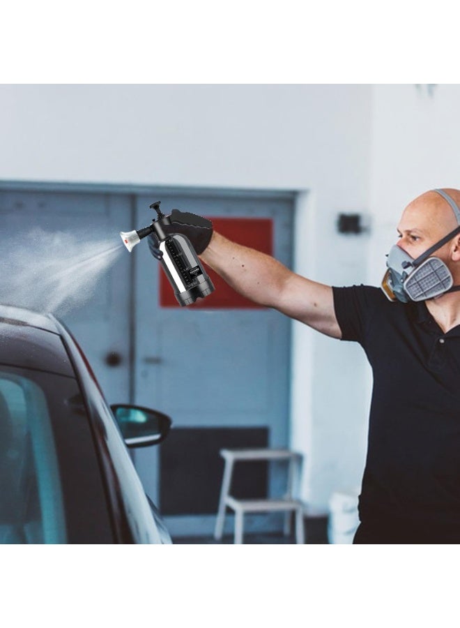 شابية بخاخ رغوة يدوي سعة 2 لتر لغسيل السيارات - بخاخ رغوة متعدد الأغراض عالي الضغط | مضخة ضغط يدوية لغسيل السيارات، ورش داخلي/خارجي، وتنظيف المنزل، والحديقة، وصيانة الحدائق (أسود) - Image 4