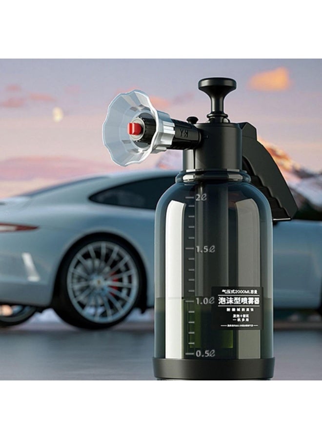 شابية بخاخ رغوة يدوي سعة 2 لتر لغسيل السيارات - بخاخ رغوة متعدد الأغراض عالي الضغط | مضخة ضغط يدوية لغسيل السيارات، ورش داخلي/خارجي، وتنظيف المنزل، والحديقة، وصيانة الحدائق (أسود) - Image 5
