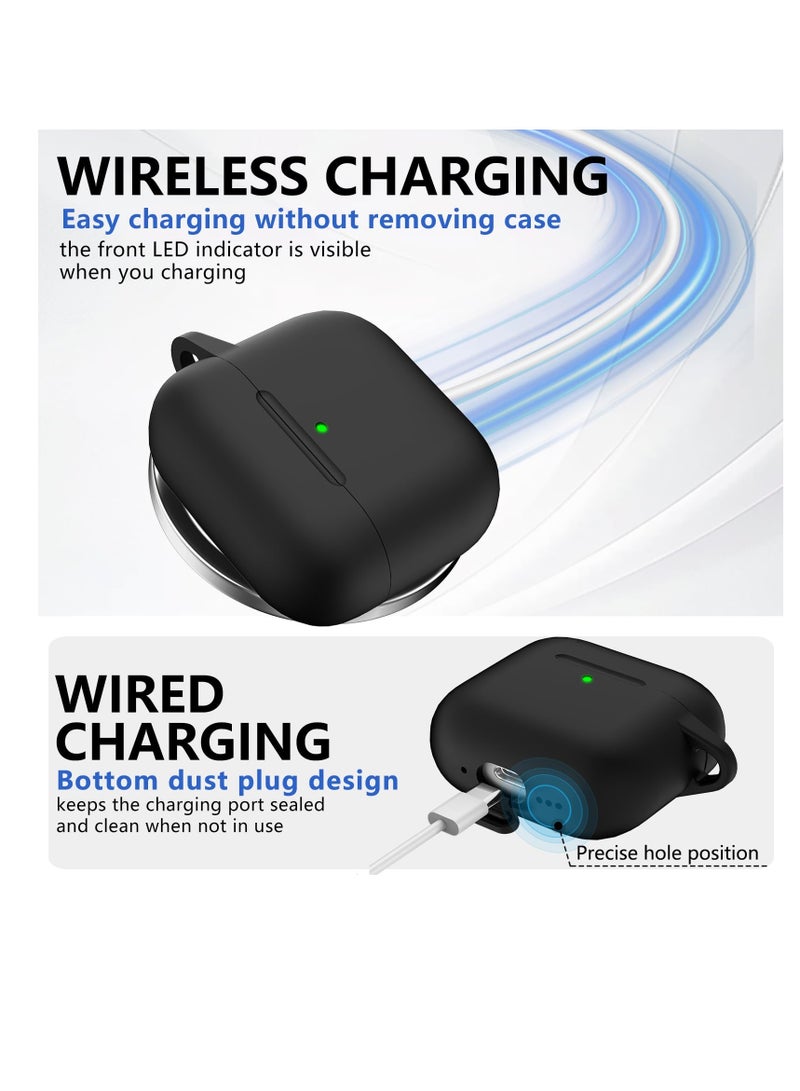 Alyashmac Soft Silicone Protective Case Cover for AirPods 4 with Cleaner Kit and Keychain(Black) - Image 5