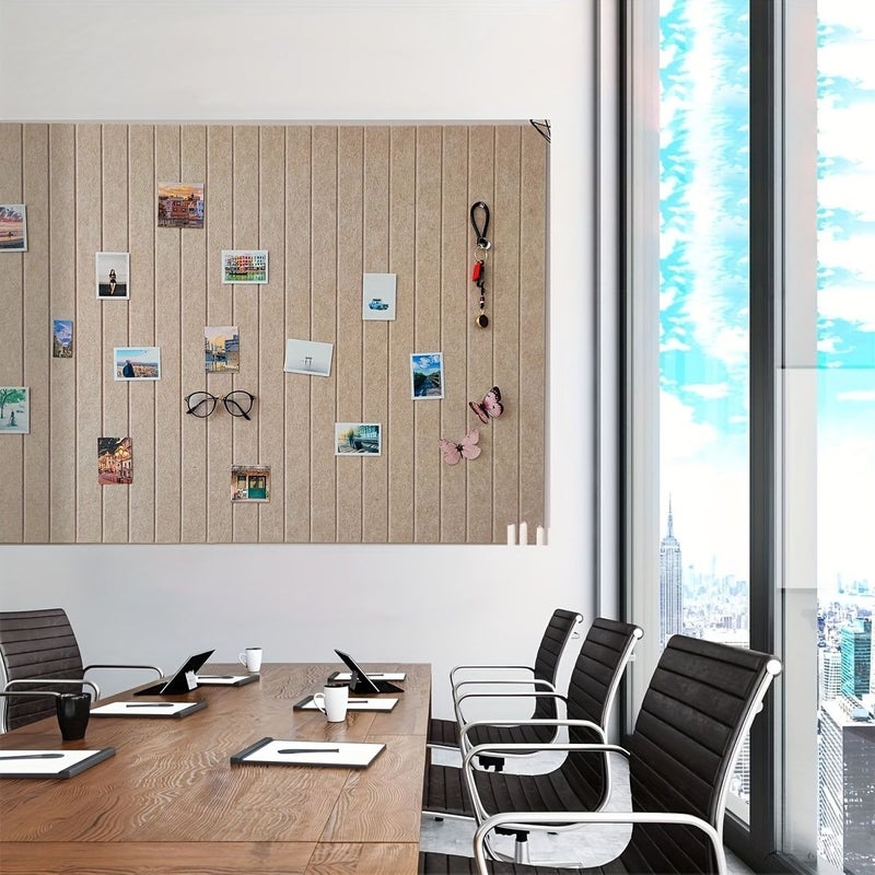Deep Camel Extra Large Felt Board Vertical Striped Plush Bulletin Push Pin Notice Office Display - Image 5