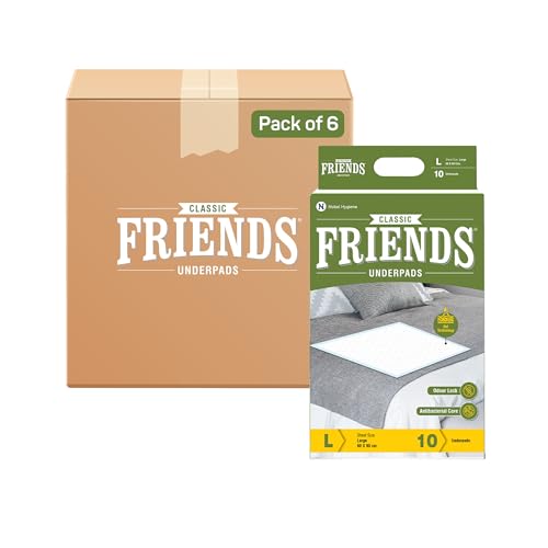 Friends Classic Large Disposable Underpads for Adults (60x90 cm) | 60 Count | Highly Absorbent | Unisex | Rash Protection | Converts Liquids to Gel | Cottony Soft | Anti-Bacterial & Leak-Proof - Image 1