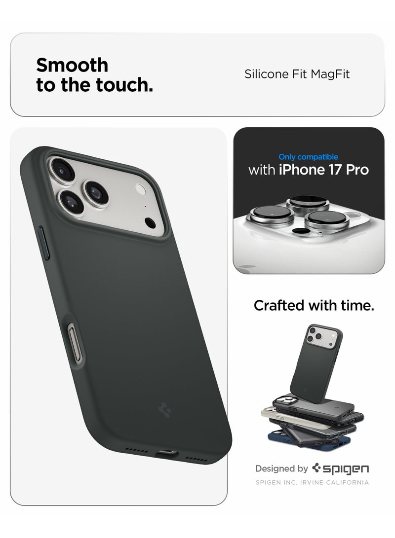 Spigen Silicone Fit MagFit for iPhone 17 Pro MagSafe Case Cover - Abyss Green - Image 2