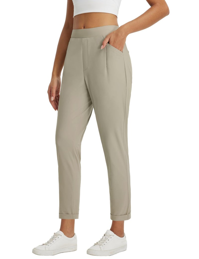 baleaf Womens Travel Pants Petite Stretchy Work Pants Business Casual Slacks Golf Pants Dressy with Pockets Twill L - Image 1
