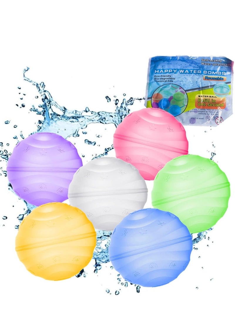 KASTWAVE Reusable Water Balloons, Quick Fill Self Sealing, Outdoor toys for kids adults, Water Bomb Balls for Water Fight Game, Water Park, Summer Party, 6pcs - Image 1