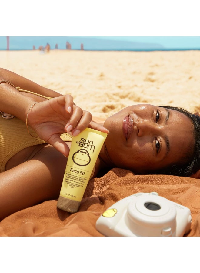 سان بوم لوشن واقي من الشمس للوجه من صن بام الأصلي بعامل حماية 50 | نباتي وآمن على الشعاب المرجانية (خالٍ من الأوكتينوكسات والأوكسيبنزون) واقي من الشمس واسع الطيف، مرطب، خالٍ من العطور، يحمي من الأشعة فوق البنفسجية UVA/UVB مع فيتامين E | 85 مل - Image 2