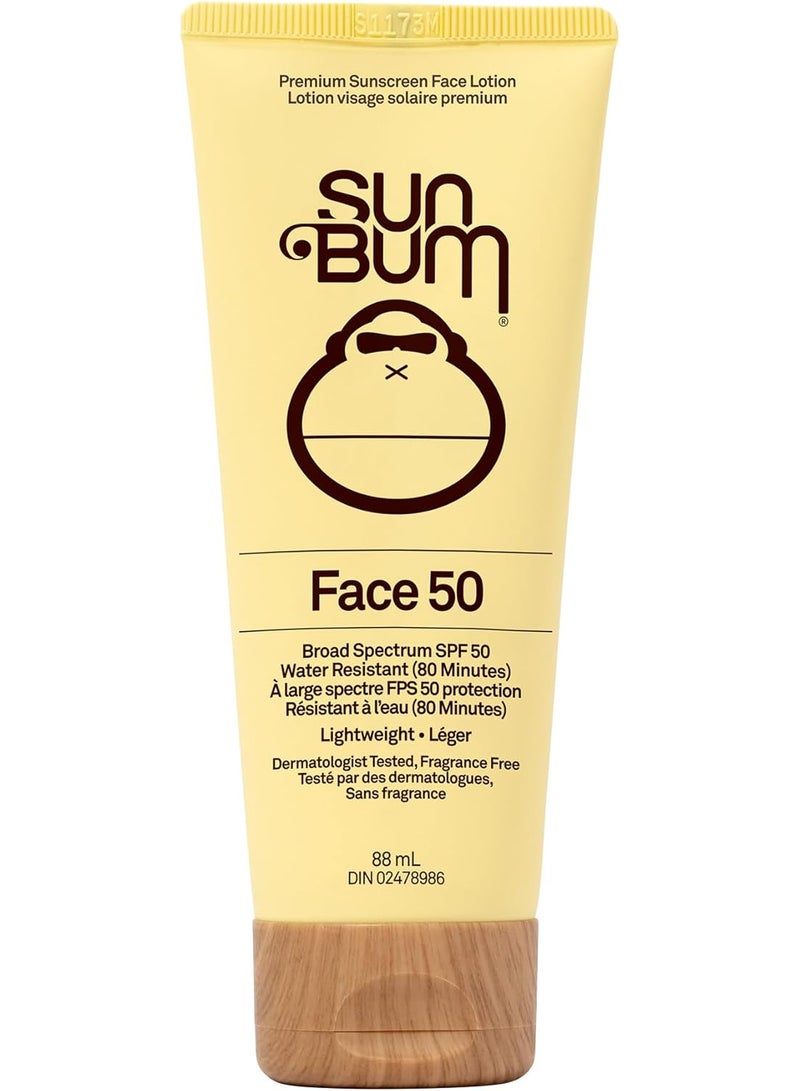 سان بوم لوشن واقي من الشمس للوجه من صن بام الأصلي بعامل حماية 50 | نباتي وآمن على الشعاب المرجانية (خالٍ من الأوكتينوكسات والأوكسيبنزون) واقي من الشمس واسع الطيف، مرطب، خالٍ من العطور، يحمي من الأشعة فوق البنفسجية UVA/UVB مع فيتامين E | 85 مل - Image 1