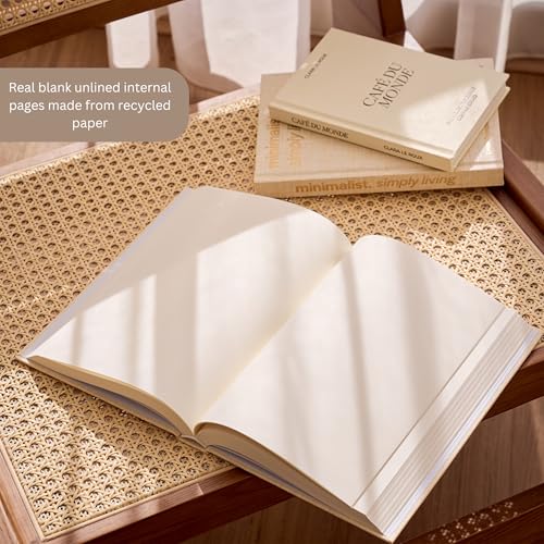 Moncur Home كتب مزيفة للديكور من مونكور للزينة مجموعة من 3 كتب ديكور طاولة قهوة ديكور غرفة محايد جمالية ديكور رف بيج أبيض ألوان أرضية صفحات فارغة حقيقية أغلفة قابلة للإزالة لمسات ديكور المنزل - Image 5