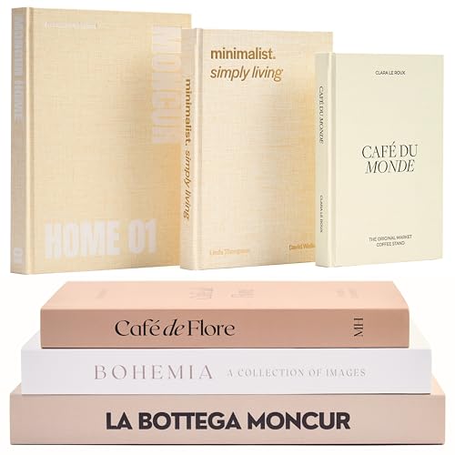 Moncur Home كتب مزيفة للديكور من مونكور للزينة مجموعة من 3 كتب ديكور طاولة قهوة ديكور غرفة محايد جمالية ديكور رف بيج أبيض ألوان أرضية صفحات فارغة حقيقية أغلفة قابلة للإزالة لمسات ديكور المنزل - Image 3