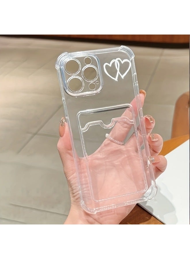Photo-able Love Card Case Apple 15 Phone Case Iphone14promax Silicone 13/12/11 Drop-resistant Xr-Color:Card Holder-white Love Heart-Applicable Models:Apple 16plus  - Image 2