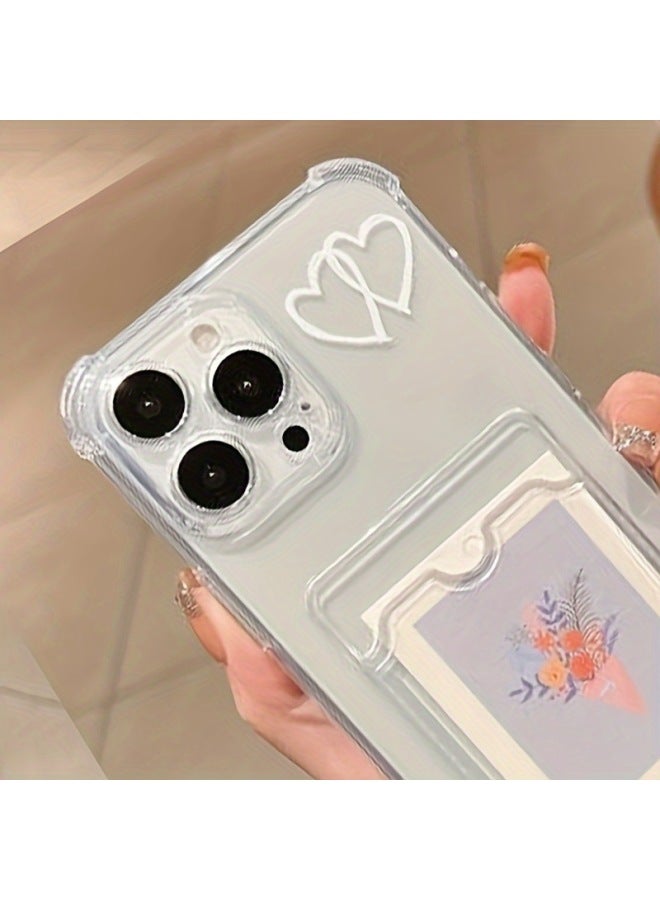 Photo-able Love Card Case Apple 15 Phone Case Iphone14promax Silicone 13/12/11 Drop-resistant Xr-Color:Card Holder-white Love Heart-Applicable Models:Apple 16plus  - Image 5