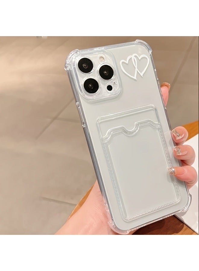 Photo-able Love Card Case Apple 15 Phone Case Iphone14promax Silicone 13/12/11 Drop-resistant Xr-Color:Card Holder-white Love Heart-Applicable Models:Apple 16plus  - Image 3