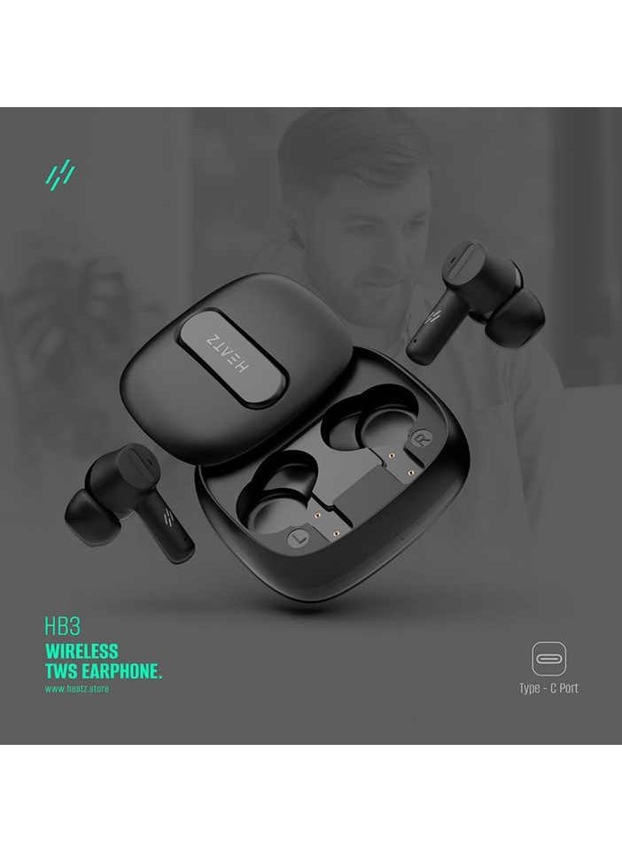 HEATZ HEATZ Wireless Earbuds, TWS with Environmental Noise Cancellation (ENC), Crystal-clear audio, Bluetooth Headset,18 Hours Play Time, 2000 Hours of Standby, Slide Design Case, Black  - Image 2