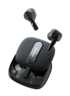 HEATZ Wireless Earbuds, TWS with Environmental Noise Cancellation (ENC), Crystal-clear audio, Bluetooth Headset,18 Hours Play Time, 2000 Hours of Standby, Slide Design Case, Black