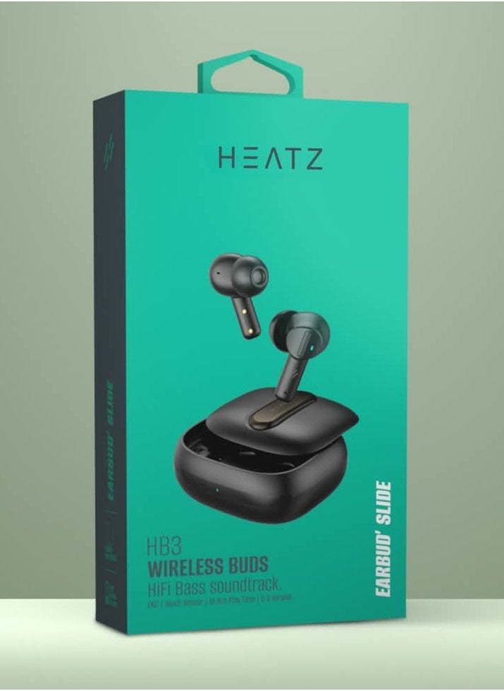 HEATZ HEATZ Wireless Earbuds, TWS with Environmental Noise Cancellation (ENC), Crystal-clear audio, Bluetooth Headset,18 Hours Play Time, 2000 Hours of Standby, Slide Design Case, Black  - Image 3