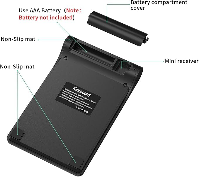 Wefly Wireless 18-Key Numeric Keypad Compact Number Pad with 2.4G Receiver for Laptop, Desktop, PC, Surface Pro Black - Image 4