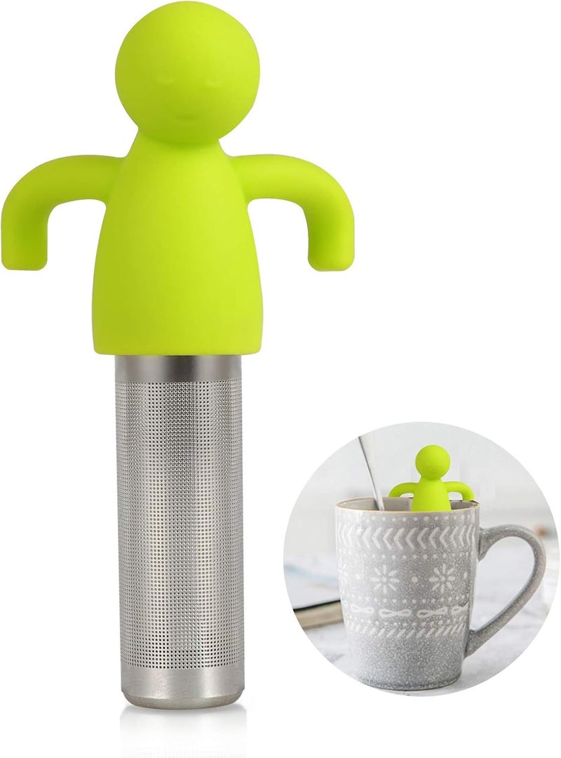 Leden Tea Infuser for Loose Tea Extra Fine Mesh Tea Steeper with Cute Design Tea Strainer Ball with Silicone Handle for Tea Cup Mug, Stainless steel Green - Image 1