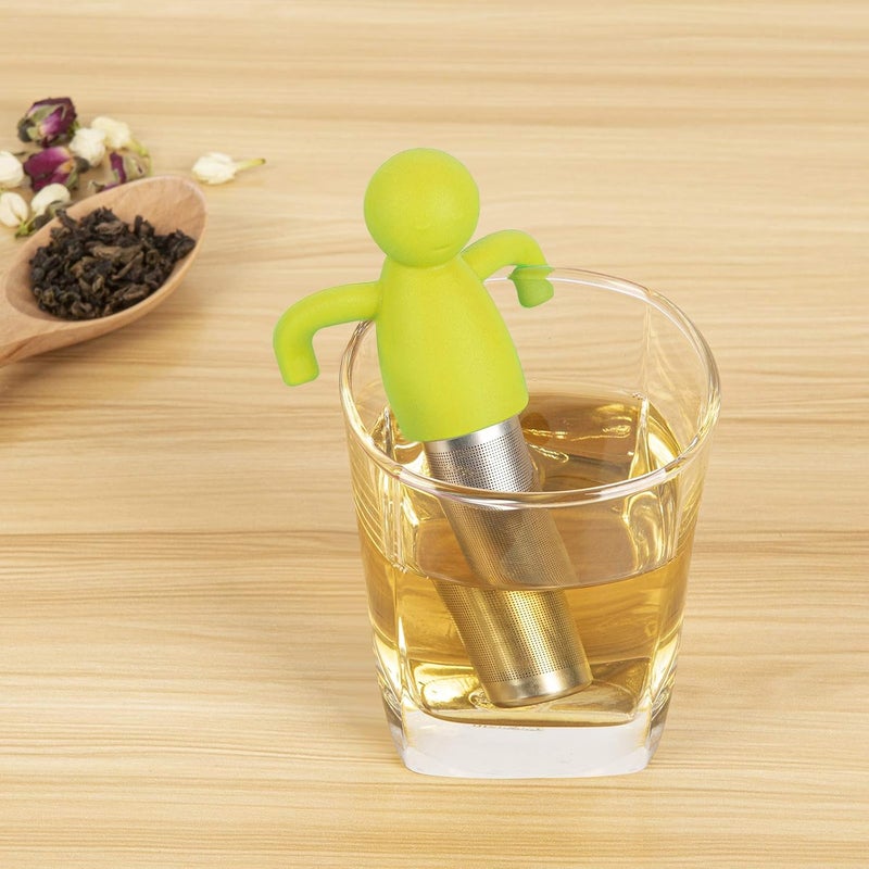 Leden Tea Infuser for Loose Tea Extra Fine Mesh Tea Steeper with Cute Design Tea Strainer Ball with Silicone Handle for Tea Cup Mug, Stainless steel Green - Image 2