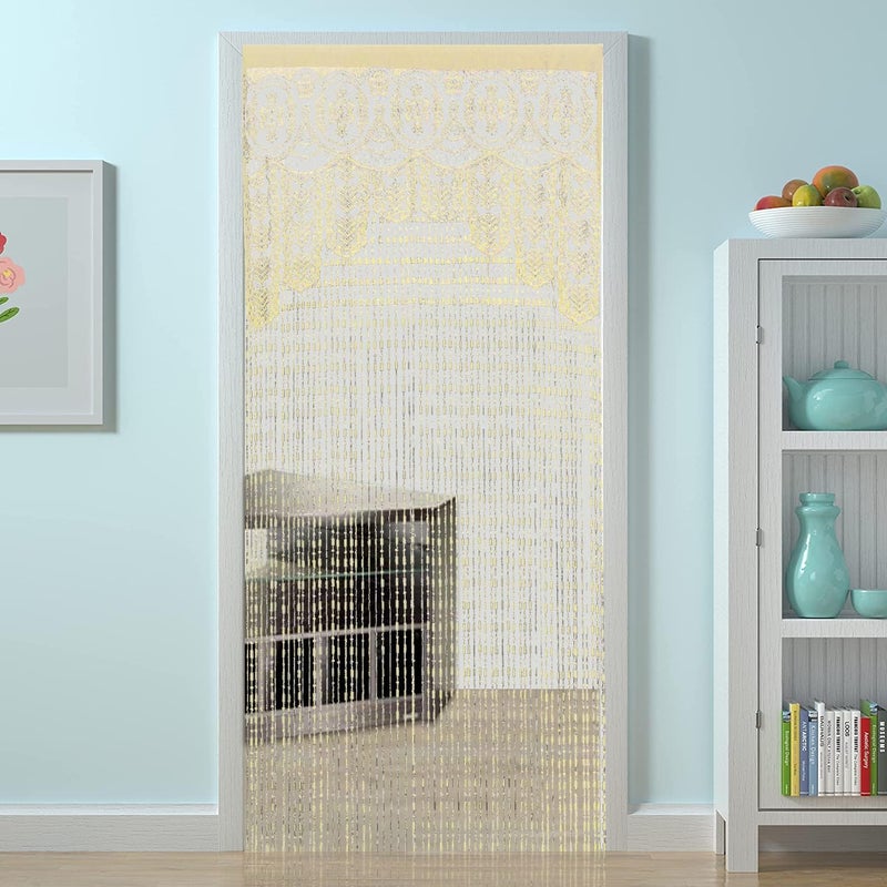 HSYLYM String Door Privacy Lace Curtain Macrame Boho Doorway Window Curtains for Wall Divider Windows Door Covers Decorative Room Separation 3579in90200cmChampagne