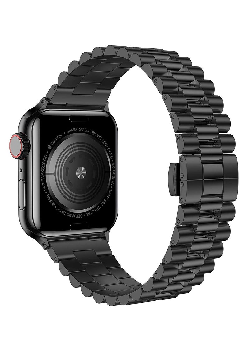 Compatible with Apple Watch Band Series 5 44mm 42mm, Stainless Steel iWatch Band with Butterfly Folding Clasp for iWatch Band Series 5/4/3/2/1 - Image 2