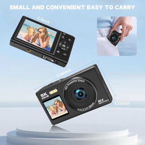 AiTechny Digital Camera for Kids, 1080P FHD Kids Camera with 32GB SD Card, 44MP Point and Shoot Digital Camera with 16X Zoom, Compact Small Vintage Camera Gifts (ai-cam-3) - Image 2
