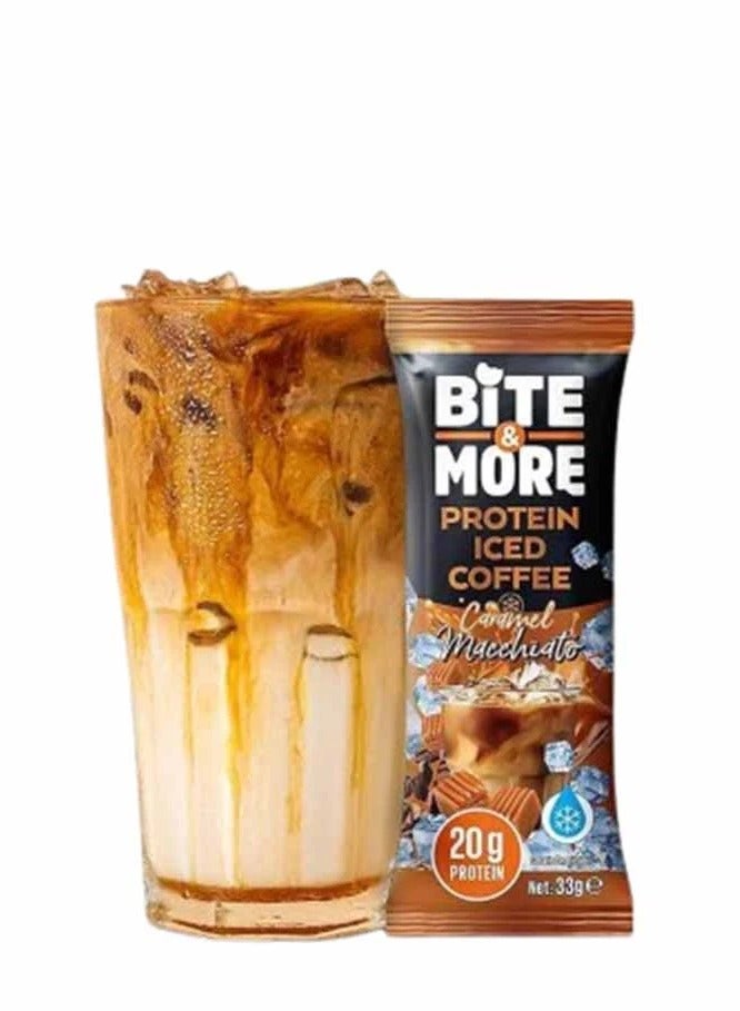 BITE & MORE PROTEIN ICED COFFEE,CARAMEL MACCHIATO FLAVOUR 33GRAM - Image 1